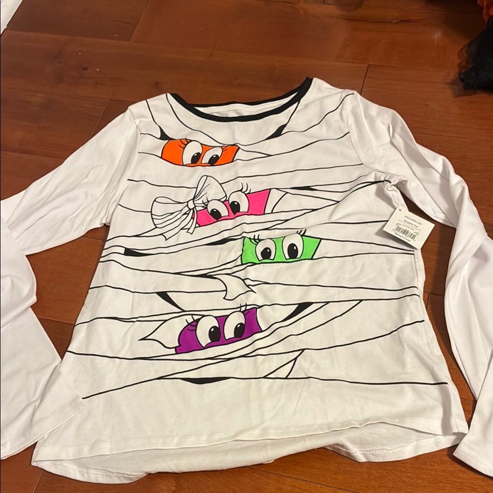 Kids Cartoon Eyes White Long Sleeve Shirt